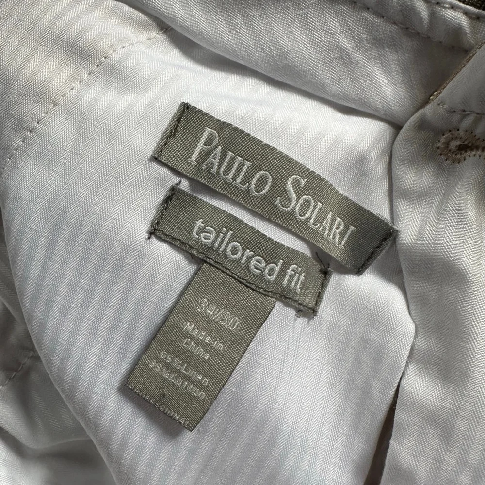 Men's PAULO SOLARI Beige Tailored Fit Trousers Waist 34